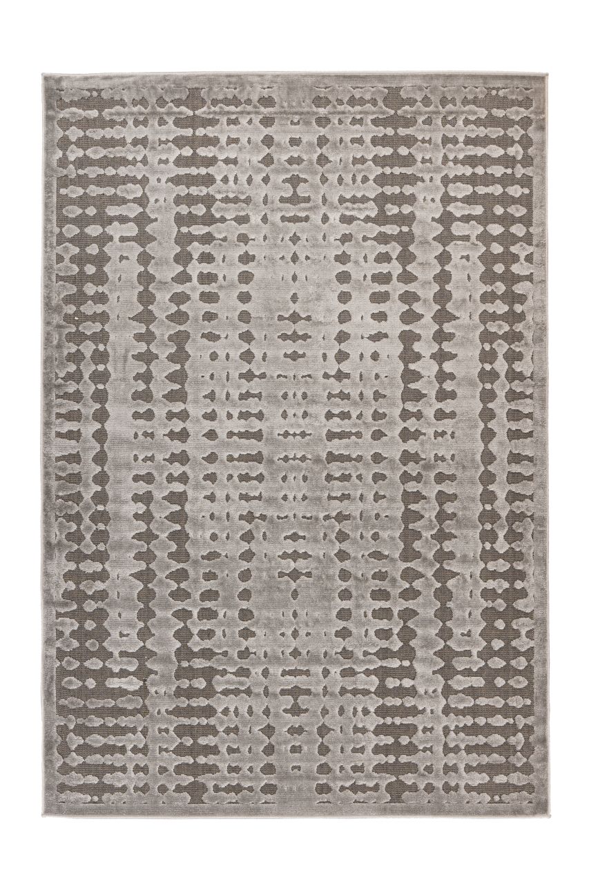 Teppich flach Wohnzimmer modern boho weich Ornament Muster Kurzflor Grau