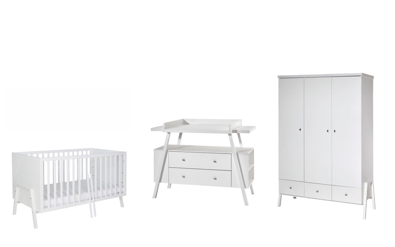 Set Kinderbett 70×140 Wickelkommode Schrank 3t Umbauseiten Babyzimmer Schardt