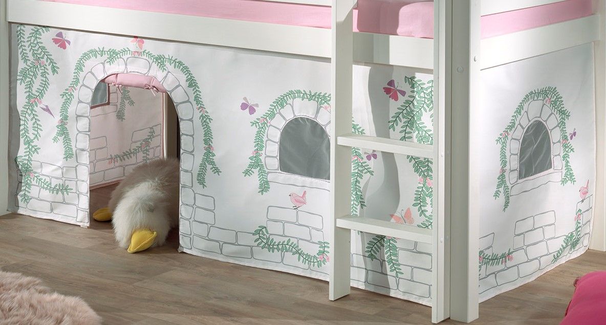 Vorhangset Spielbettvorhang Kinderbettvorhang Textilset Bettgardine Prinzessin