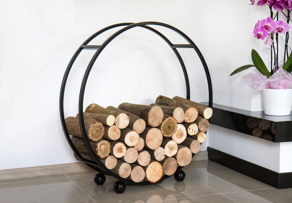 Brennholzregal aus Stahl für Kamin -Holzständer Holzkorb Holzgestell- Ø 80cm