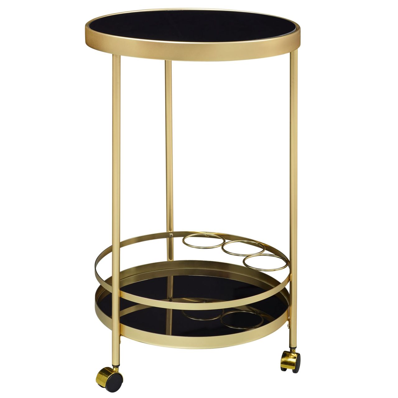 Design Servierwagen Gold Rund Ø 45cm 2 Ebenen