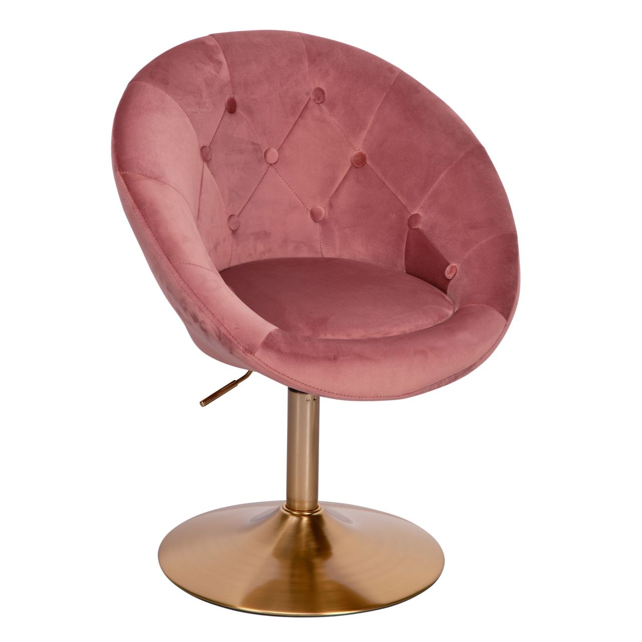 Loungesessel Samt Rosa / Gold Design Drehstuhl