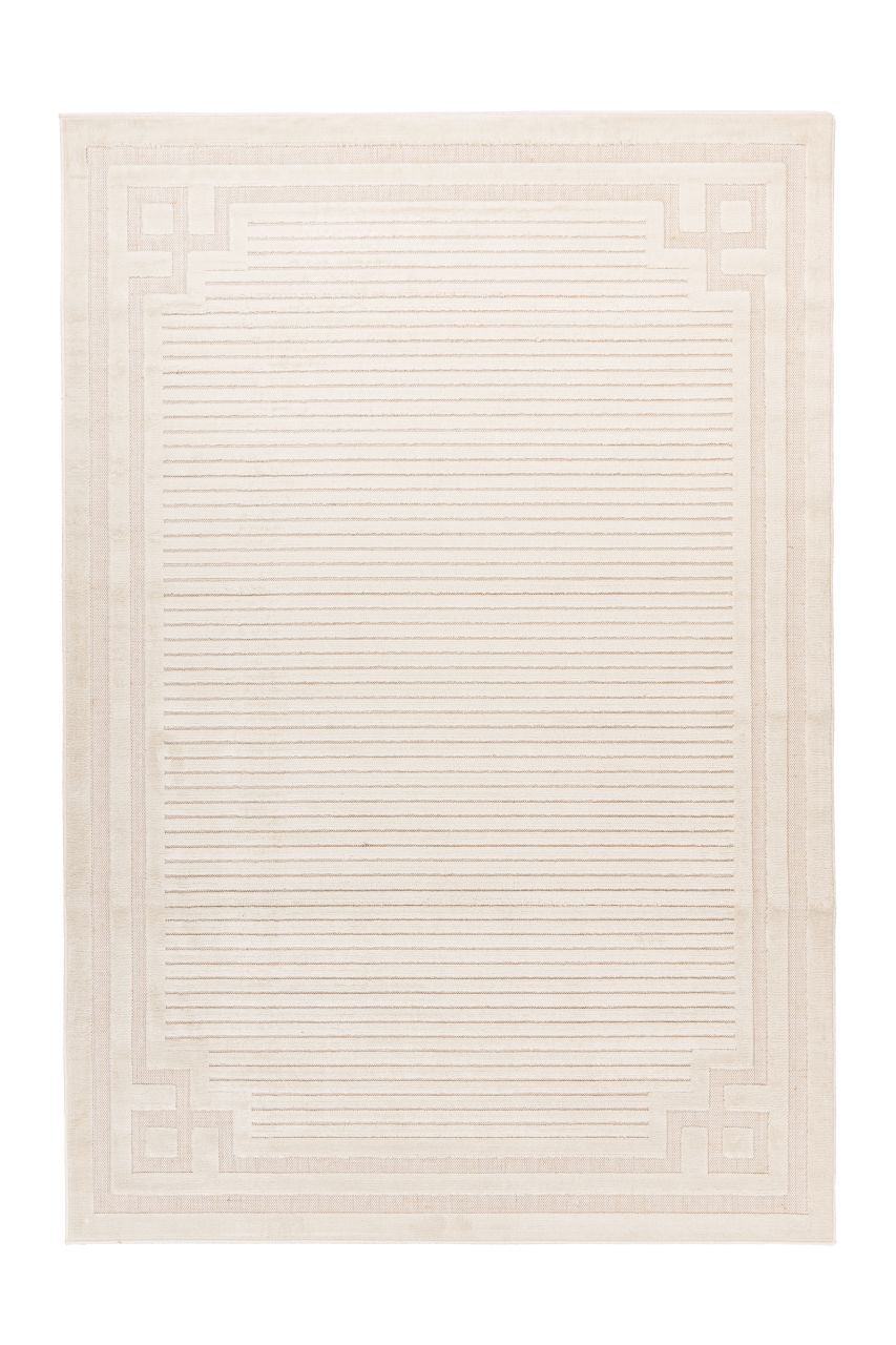 Teppich flach Wohnzimmer modern boho weich Ornament Muster Kurzflor Weiß Instyle