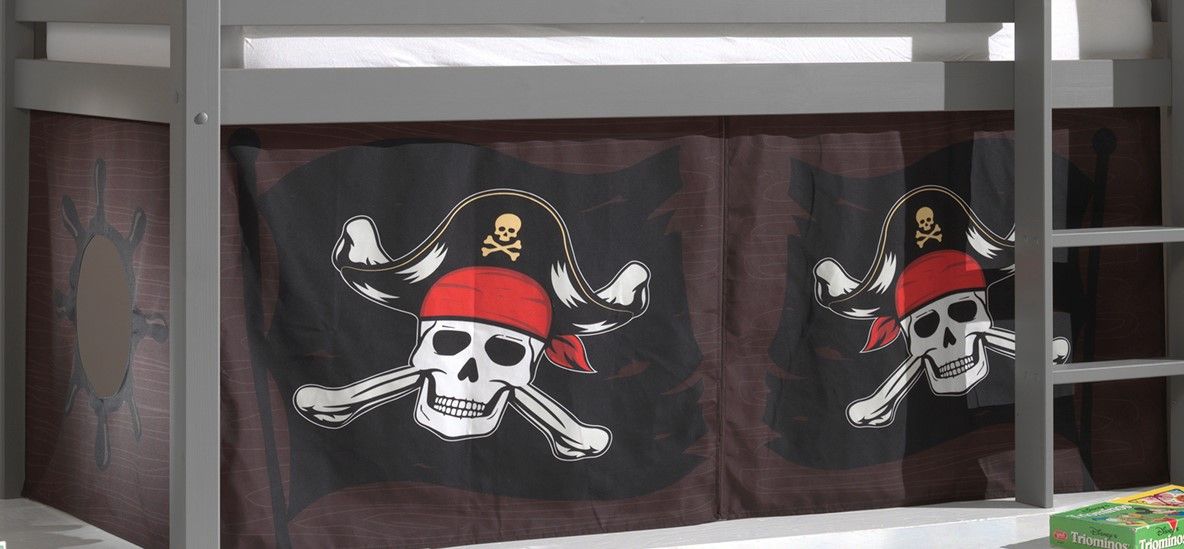 Vorhangset Pirat Spielbettvorhang Kinderbettvorhang Textilset Bettgardine Pirate