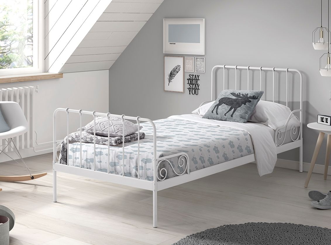 Vipack: Metallbett „ALICE“ 90 x 200 weiß + Lattenrost – Einzelbett Jugendbett