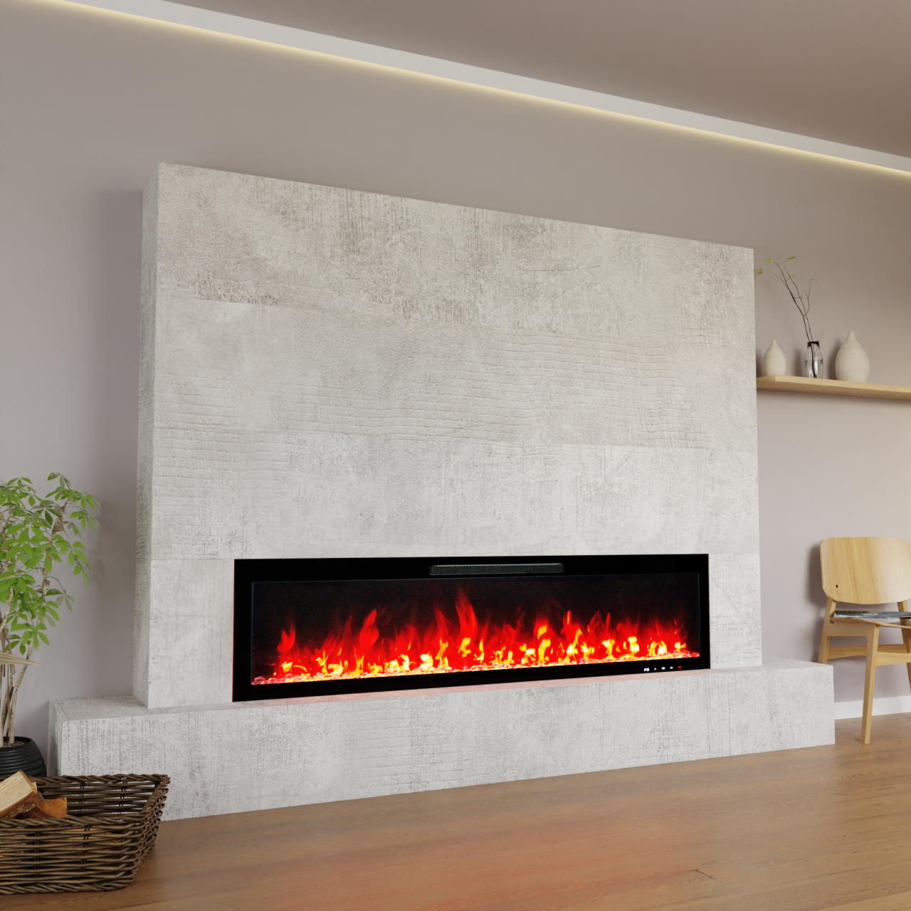 Glow Fire Fernsehwand Inside 182 Elektrokamin Beton Flach Mit Seitenfach