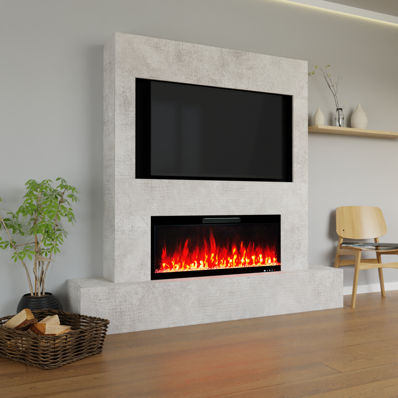 Glow Fire Fernsehwand Inside 106 Elektrokamin Beton Fernsehwand Mit Seitenfach