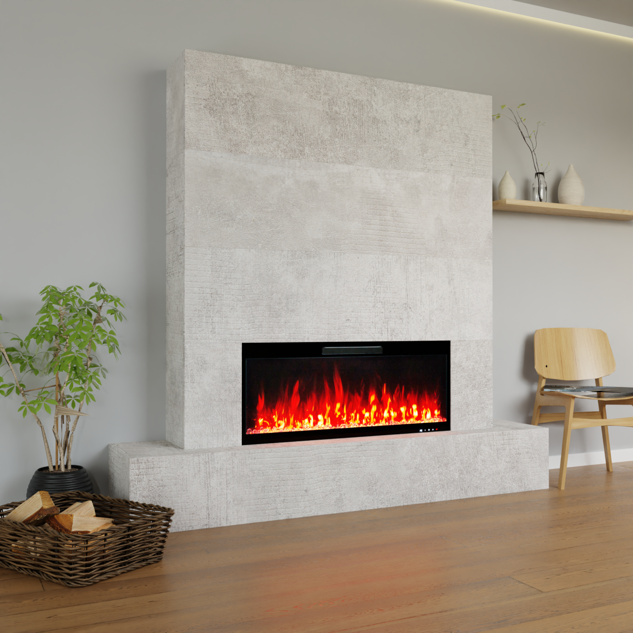 Glow Fire Fernsehwand Inside 106 Elektrokamin Beton Flach Ohne Seitenfach