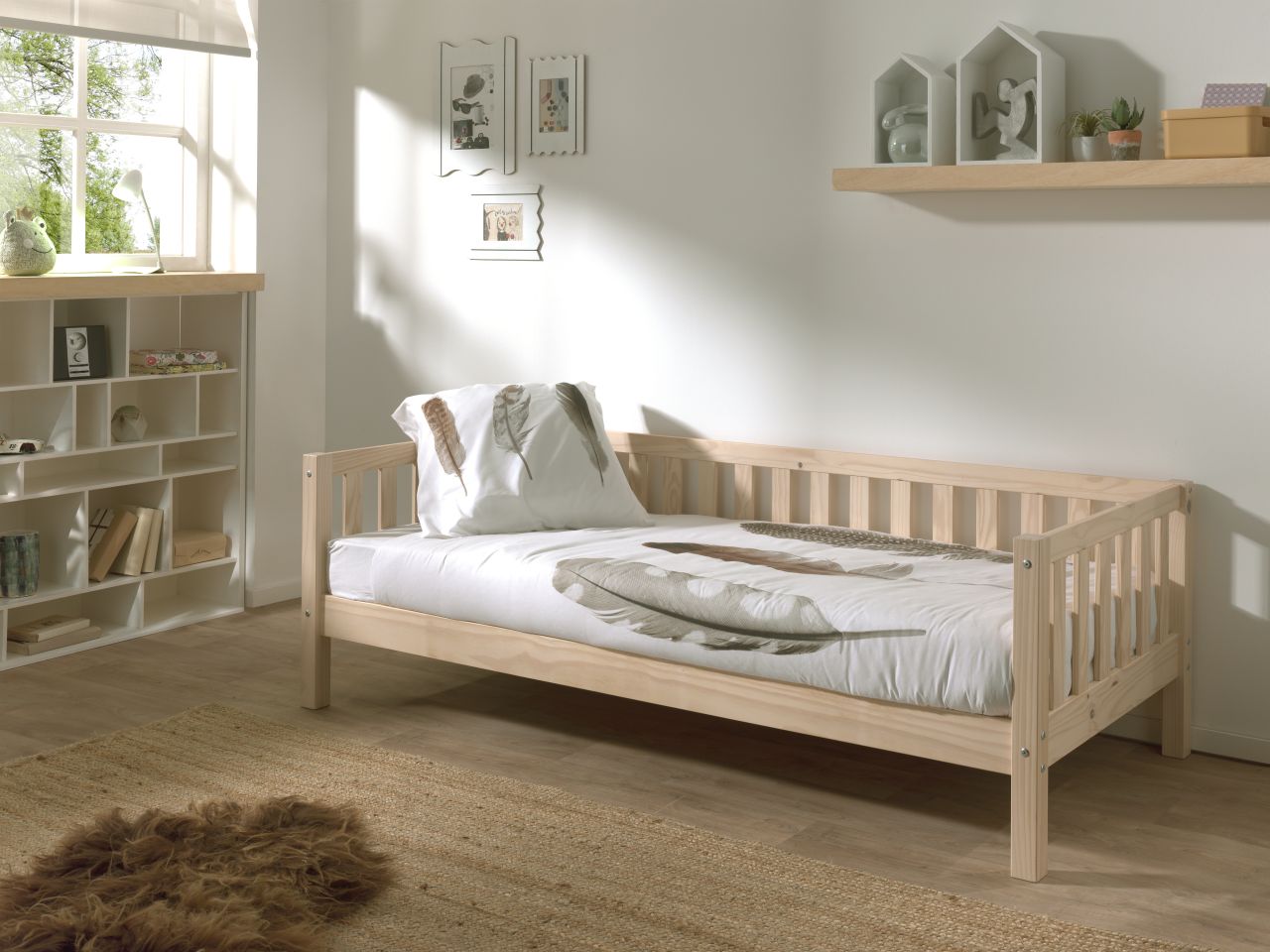 Kojenbett mit Umrandung+Lattenrost-90×200 Kinderbett Gitterbett