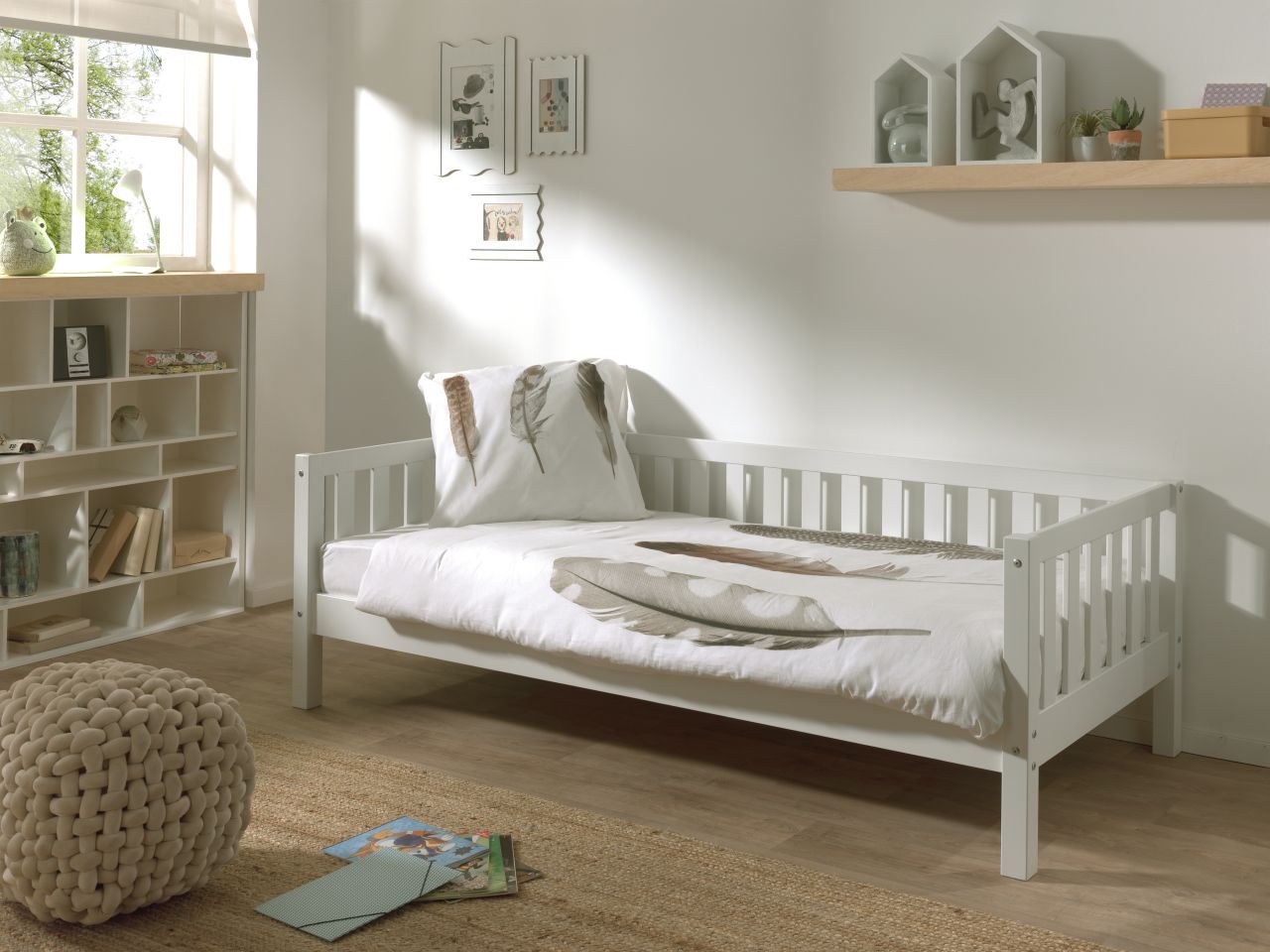 Kojenbett mit Umrandung+Lattenrost-90×200 Kinderbett Gitterbett