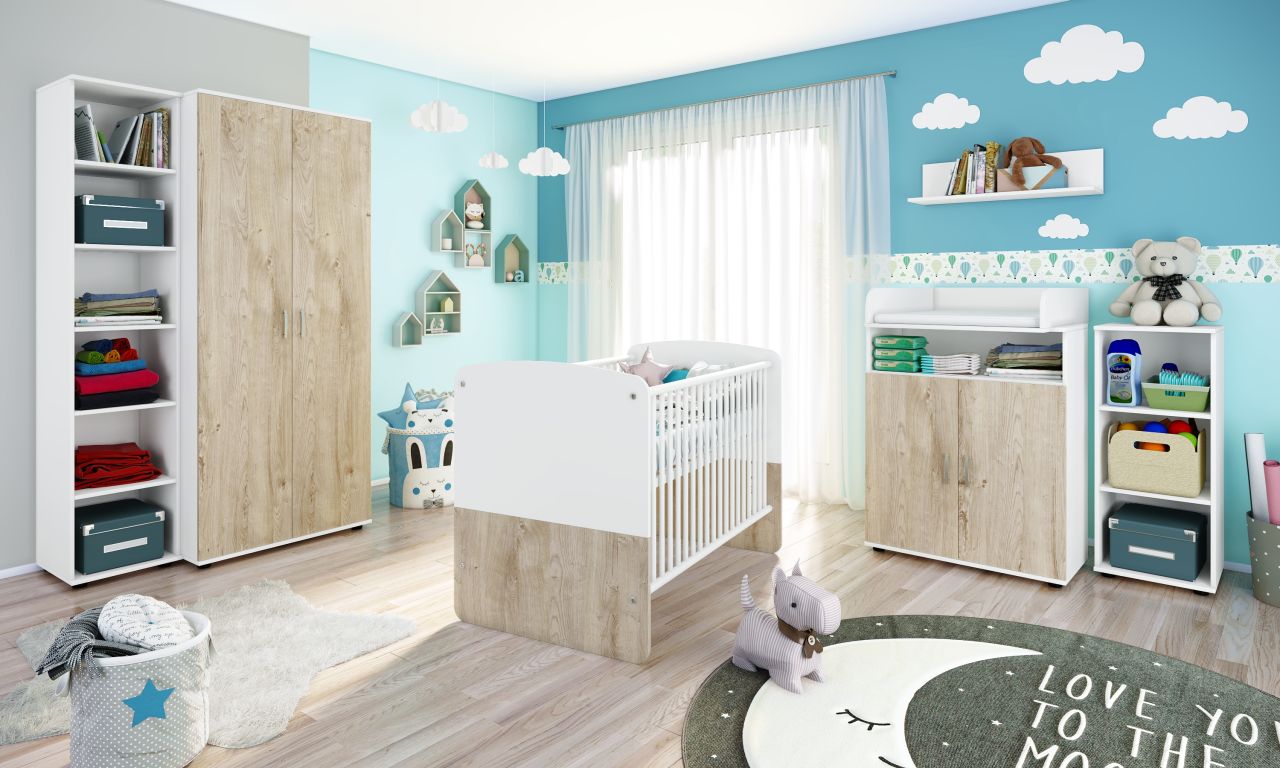 Babyzimmer Set Babybett Wickelkommode Kleiderschrank Kinderzimmerset