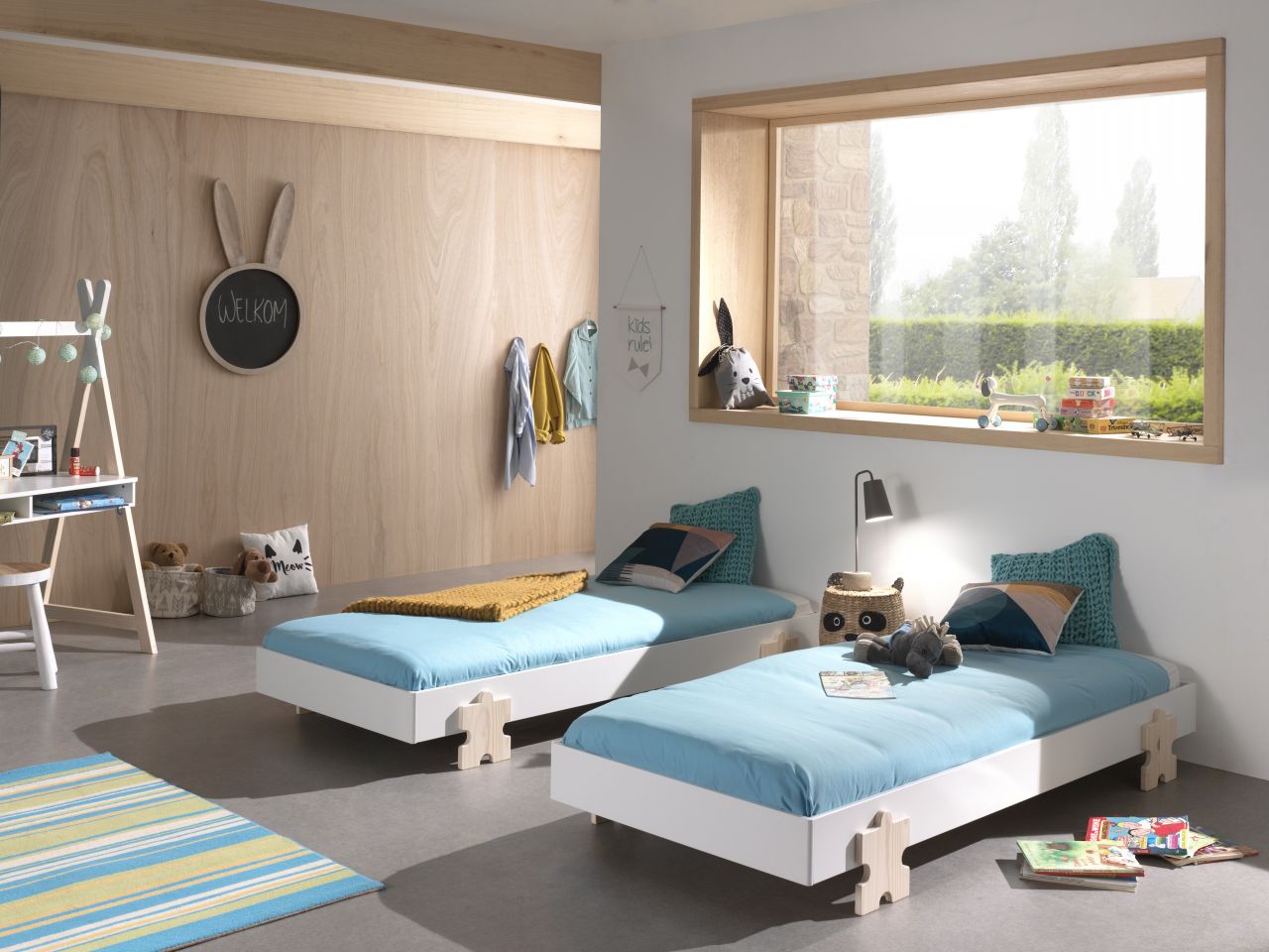 Vipack: Set 2 Einzelbetten/Stapelbetten „MODULO“ Liegefläche 90 x 200 – Weiß