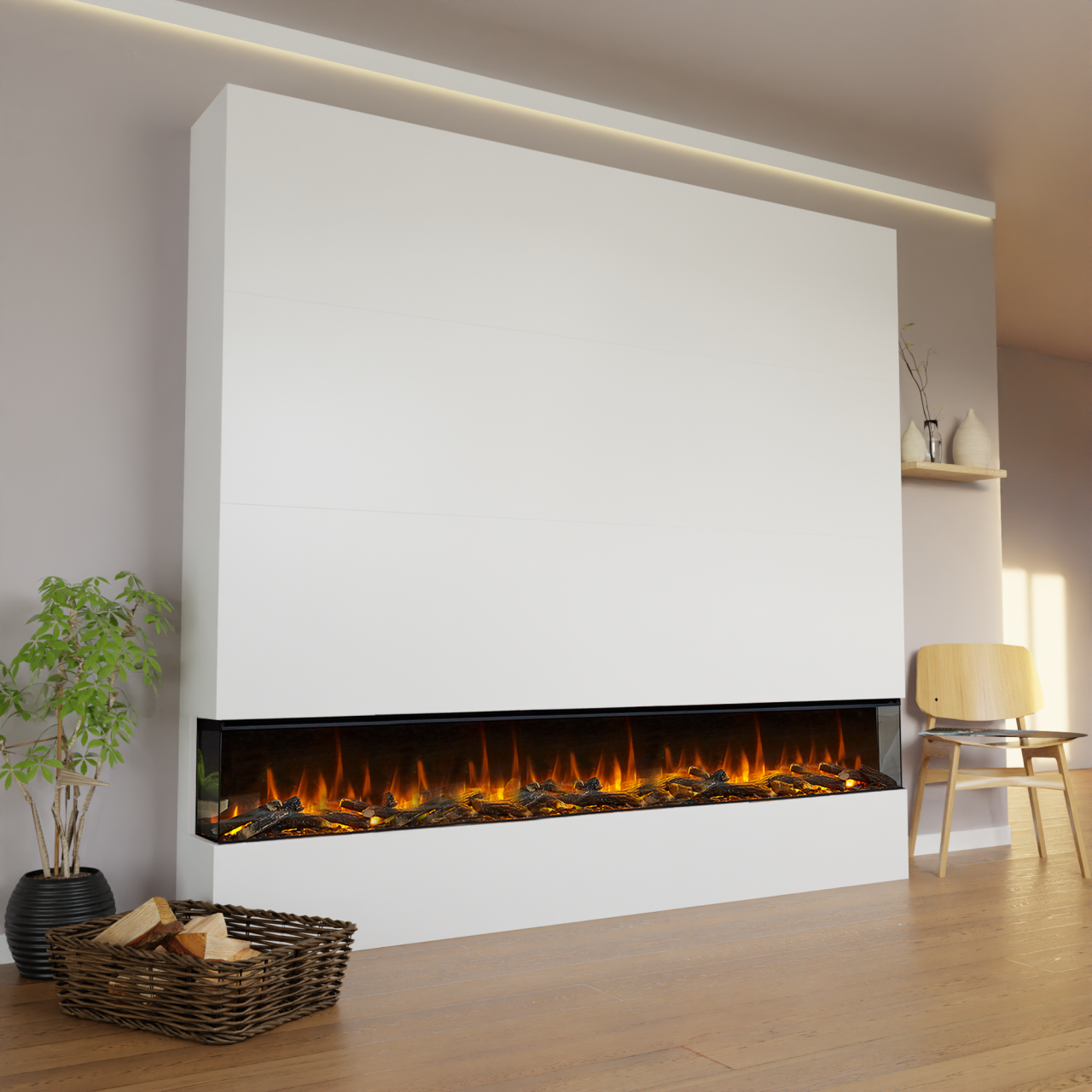 Glow Fire Fernsehwand BF2 2400 Elektrokamin Weiß New Forest Holzdekoration Flach