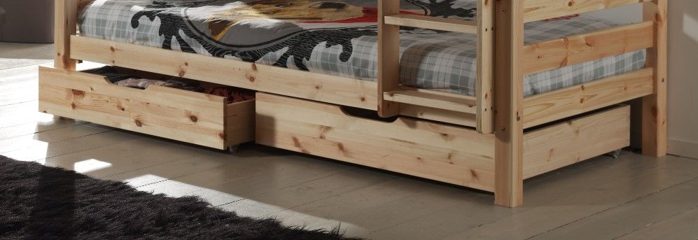 Vipack: Bettschubladen Set „Pino“ auf Rollen -Stauraum Unterbettschublade -Natur