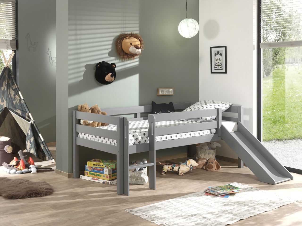 Kojen Spielbett Rutsche Lattenrost 90×200 Kinderbett Einzelbett Kinderzimmer