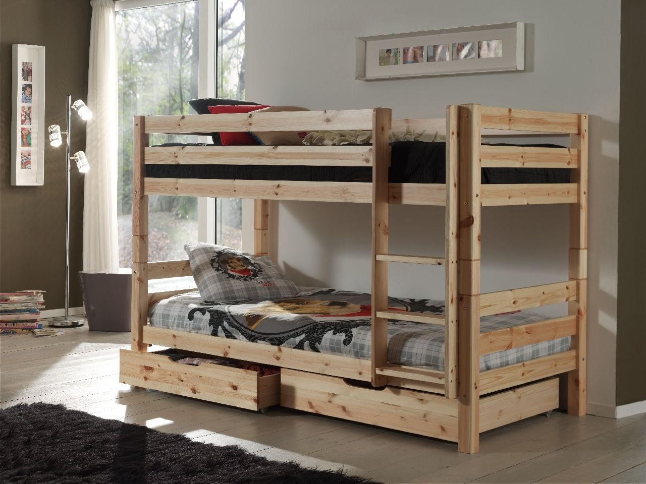 Etagenbett 90×200 Bettschublade Kinderbett Hochbett Spielbett Massivholz geteilt