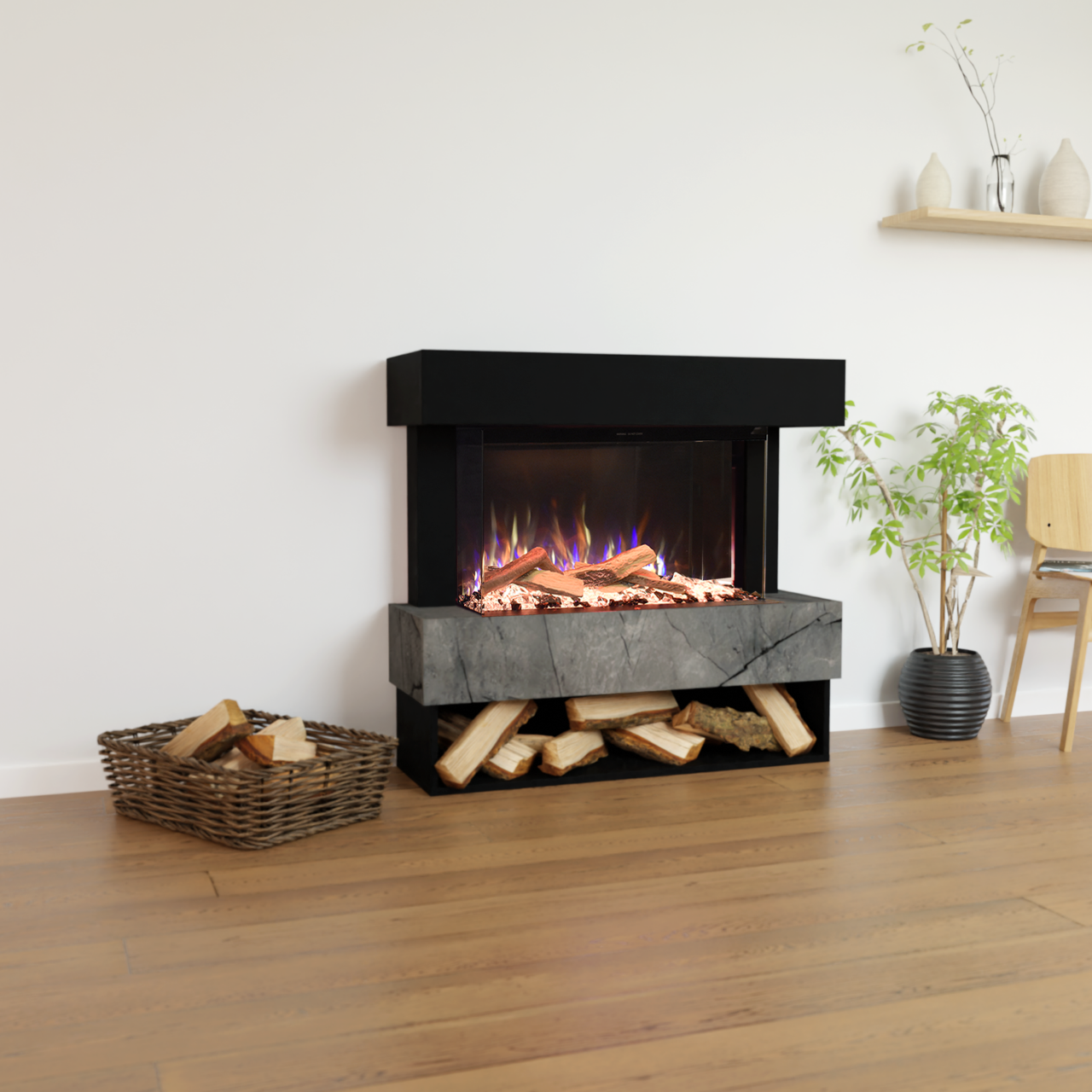 Glow Fire PR5 Elektrokamin E-Motion 3D Schwarz (Marmor)