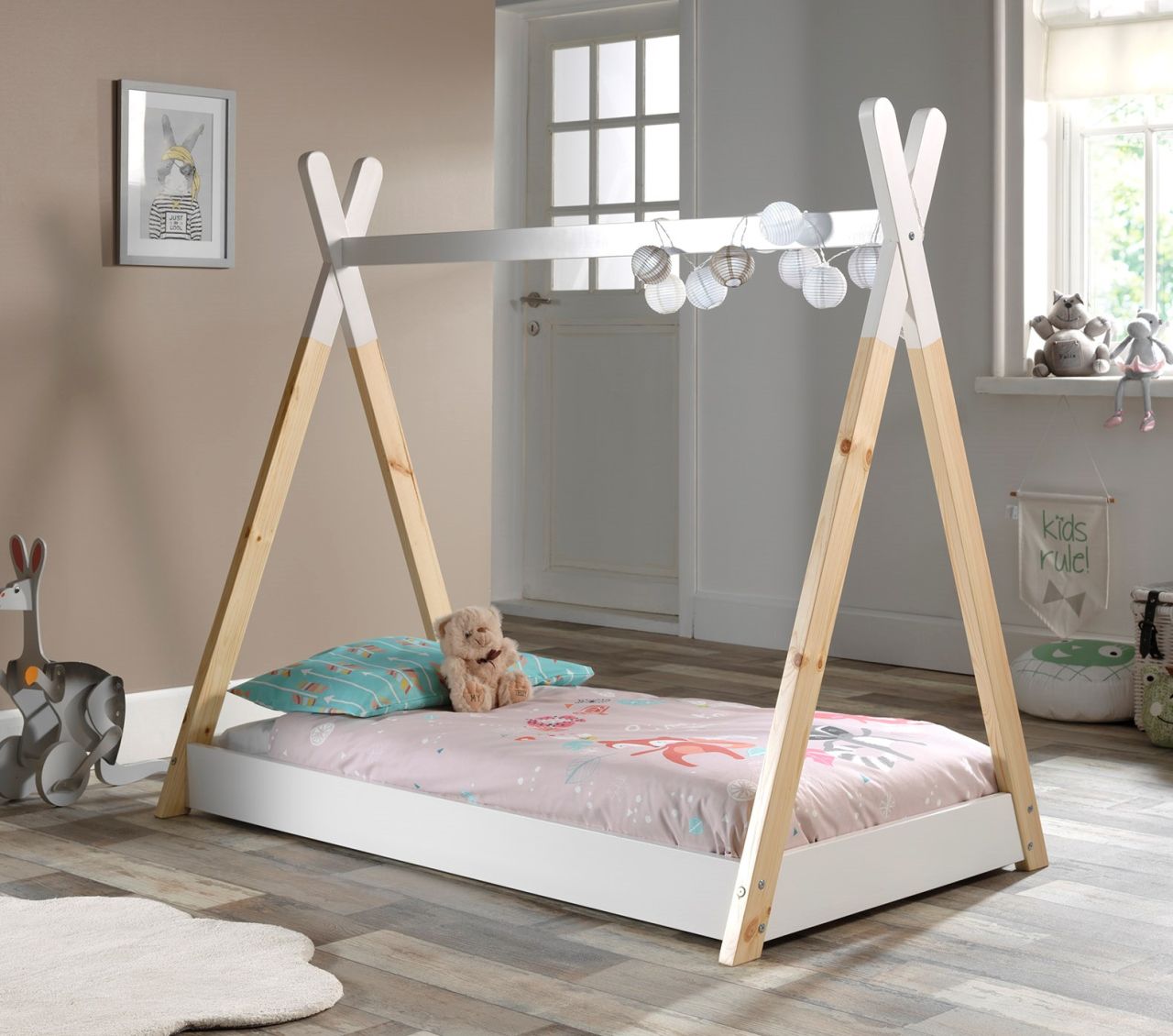 Vipack: Zelt-Bett 70 x 140 „TIPI“ – Kinderbett Spielbett Hausbett Kiefer massiv