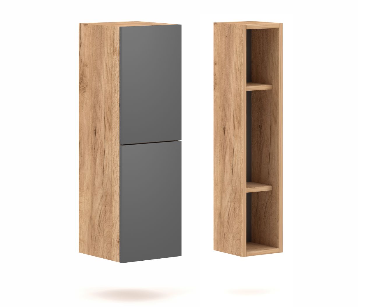 Hängeschrank Set- Wandregal Wandschrank Regal Schrank- Eiche/Graphit