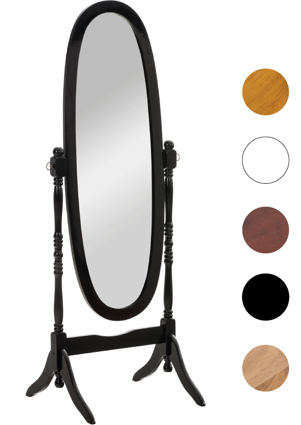 Standspiegel Oval- Barock Ganzkörperspiegel Ankleidespiegel Holz -versch. Farben