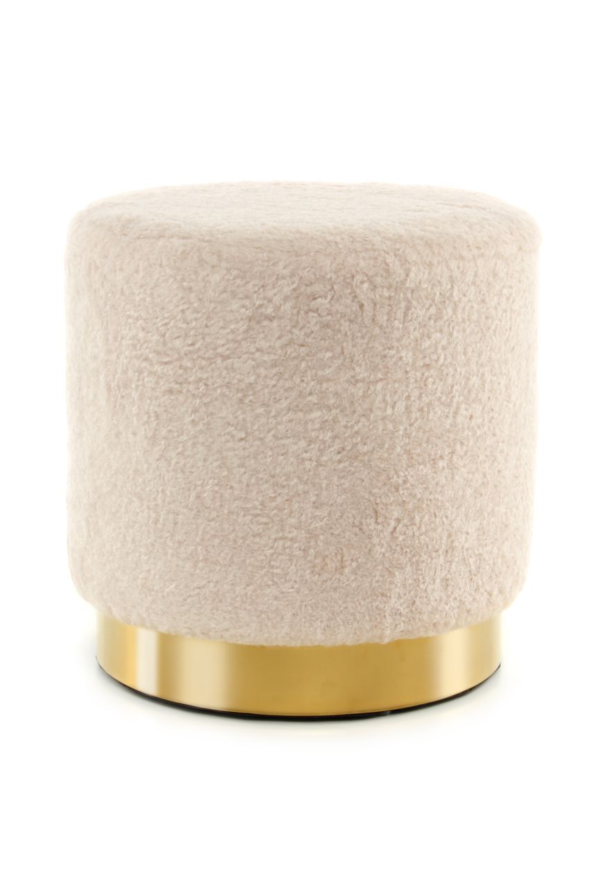 Hocker Pouf gold modern Sitz rund beige weiß Polster trend design teddy Fell