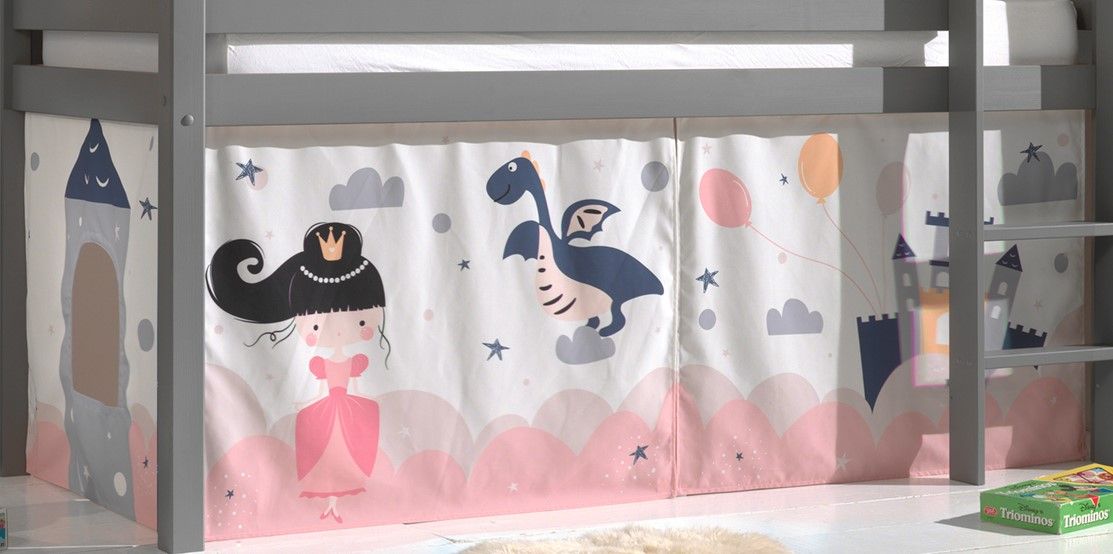 Vorhangset Spielbettvorhang Kinderbettvorhang Textilset Bettgardine Prinzessin