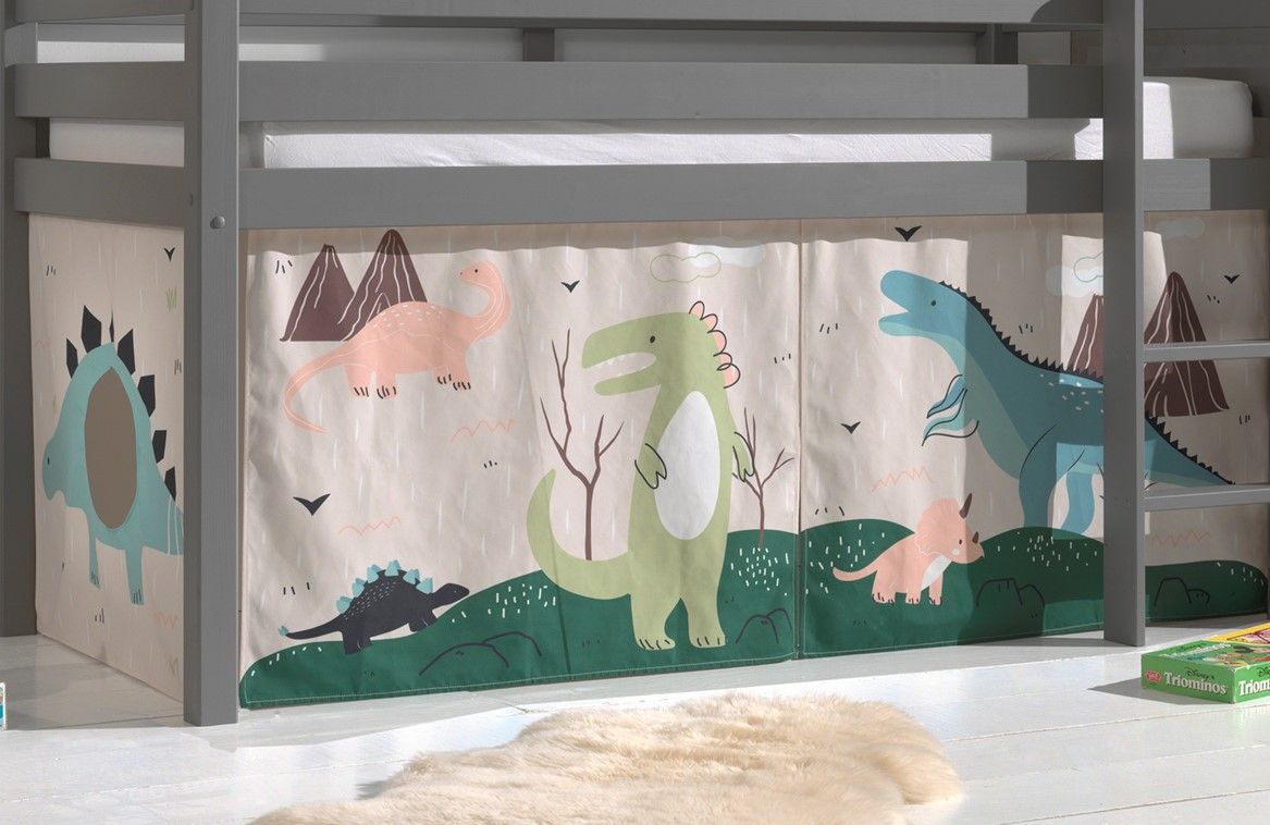 Vorhangset Spielbettvorhang Kinderbettvorhang Textilset Dinosaurier Dino TRex