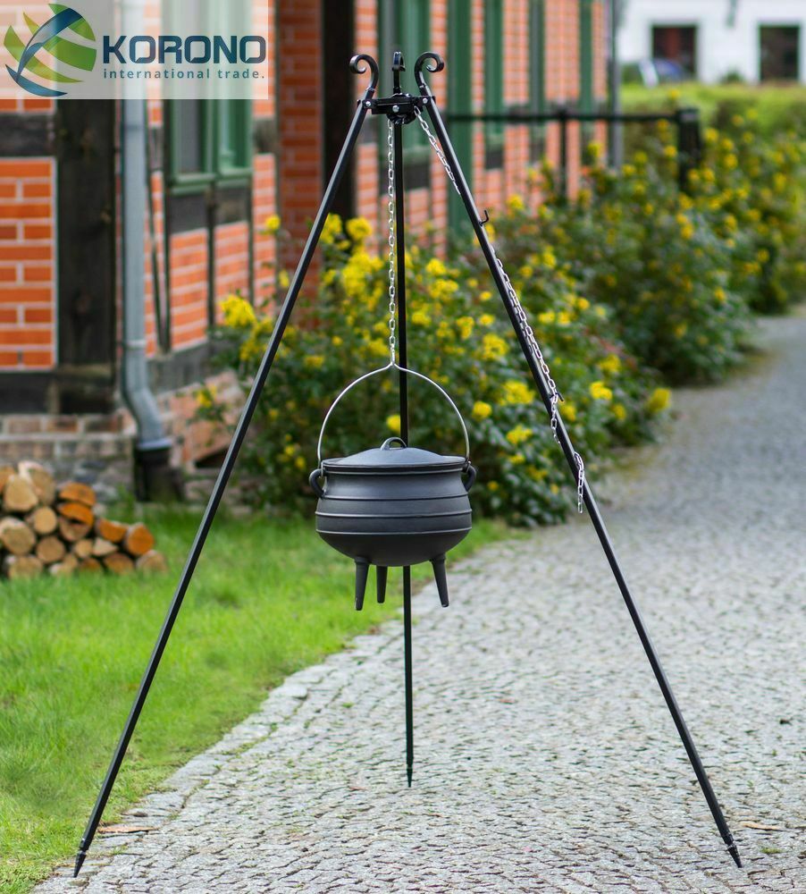 Dreibein Schwenkgrill Gartengrill Holzkohlegrill mit Kessel 13 L-Grilltopf-Stahl