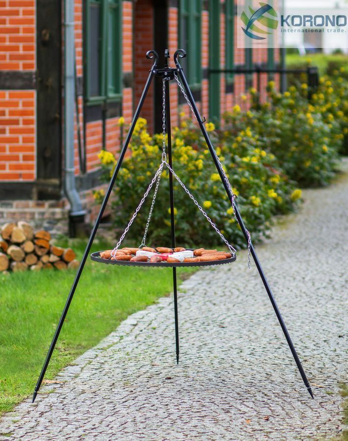 Dreibein Schwenkgrill Gartengrill Holzkohlegrill Rostgröße 60 cm – Stahl