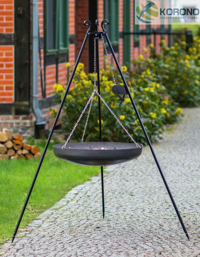 Dreibein Schwenkwok Gartengrill Schwenkgrill mit Kurbel – Wokgrill 60 cm