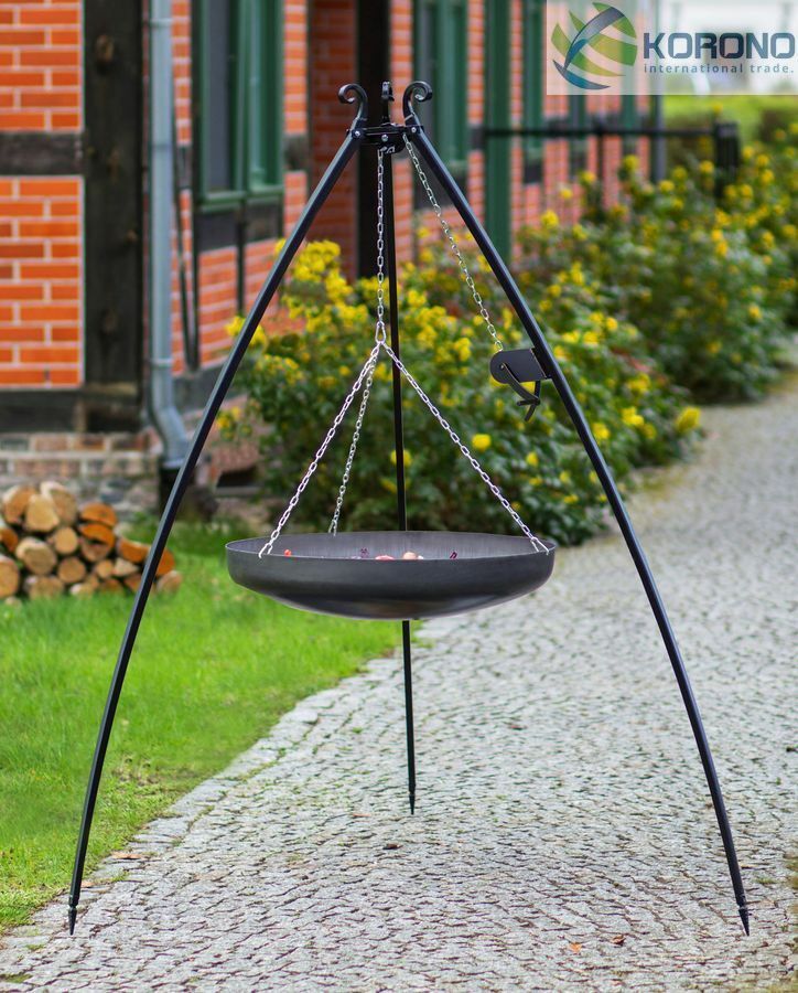 Dreibein Schwenkwok Gartengrill Schwenkgrill mit Kurbel – Wokgrill 70 cm