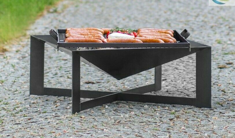 Feuerschale und Grillrost aus Stahl – Feuerkorb Grillfeuer Feuerstelle 70×70 cm