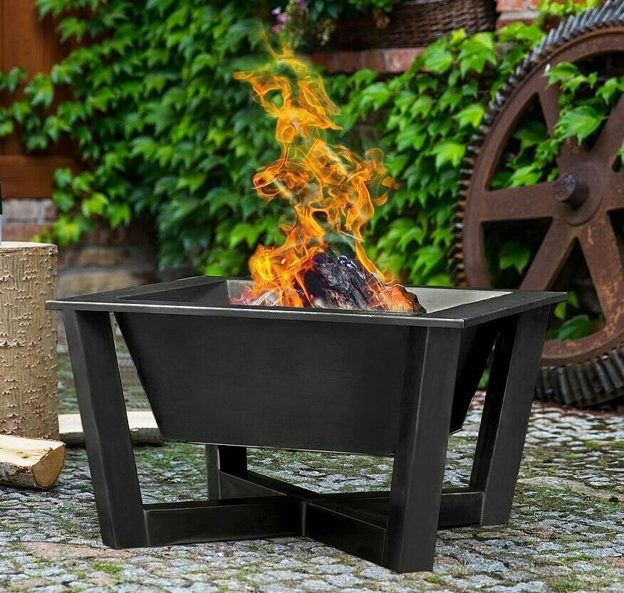 Feuerschale aus Stahl – Feuerkorb Grillfeuer Feuerstelle – 70×70 cm / Höhe 40 cm