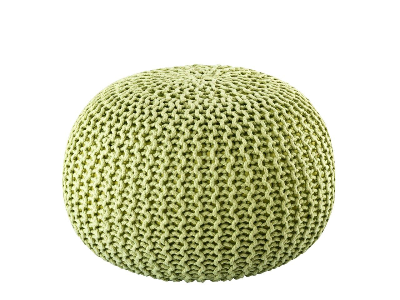 Pouf PREMIUM ø45cm Sitzhocker Strickpouf Innen Terrasse Pool Garten nachhaltig apfelgrün – lettuce green