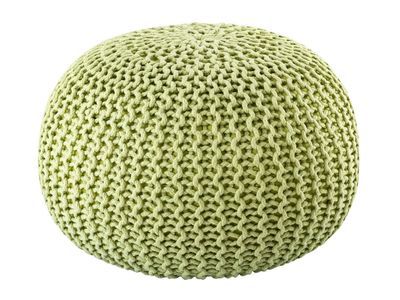 Sitzpouf ø55cm Pouf Strickhocker Strickpouf PREMIUM Innen Terrasse Pool Garten nachhaltig apfelgrün – lettuce green