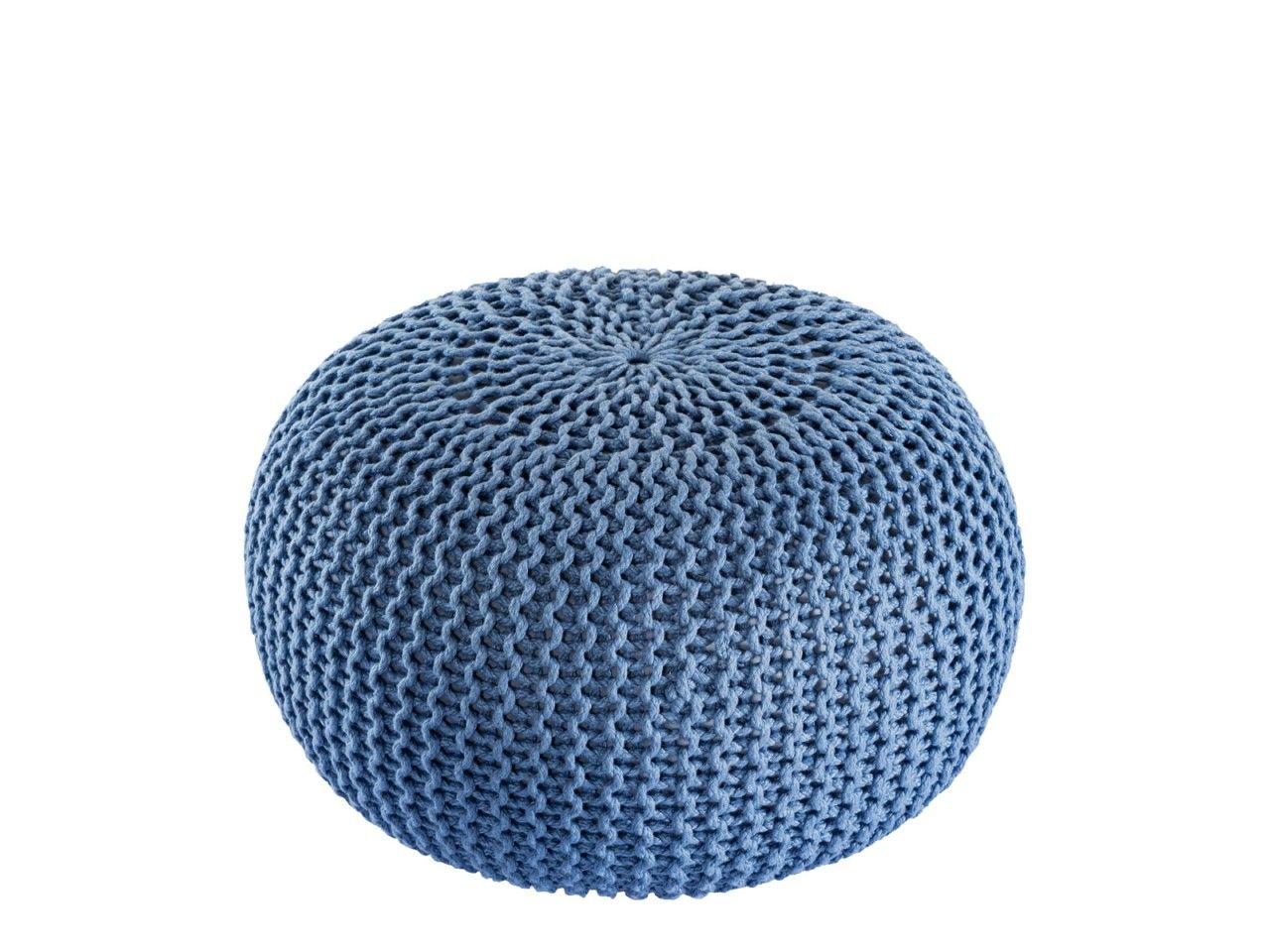 Pouf PREMIUM ø45cm Sitzhocker Strickpouf Innen Terrasse Pool Garten nachhaltig blau – mallard blue