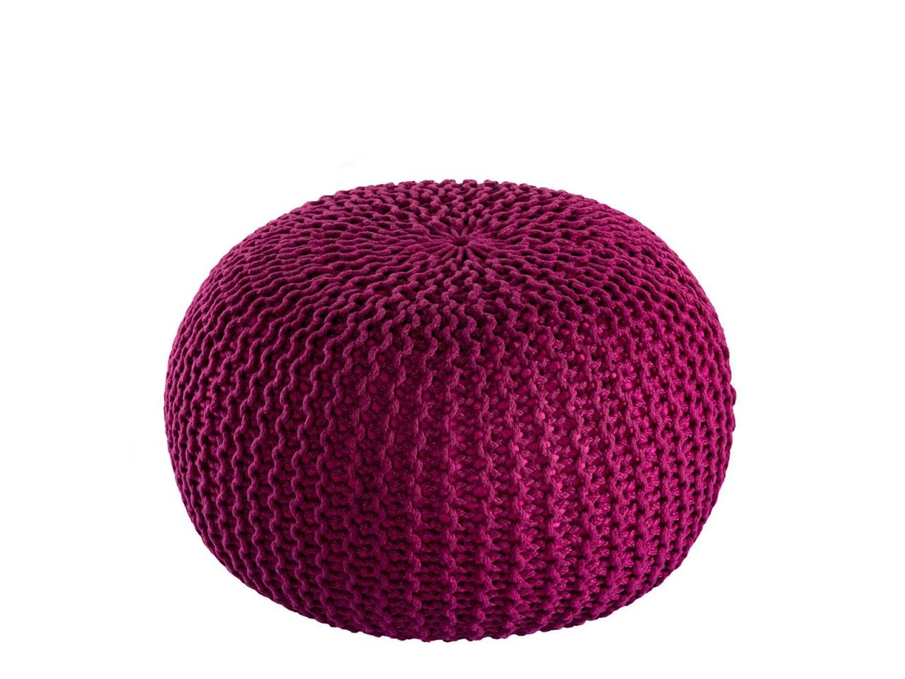 Pouf PREMIUM ø45cm Sitzhocker Strickpouf Innen Terrasse Pool Garten nachhaltig bordeaux – amaranth