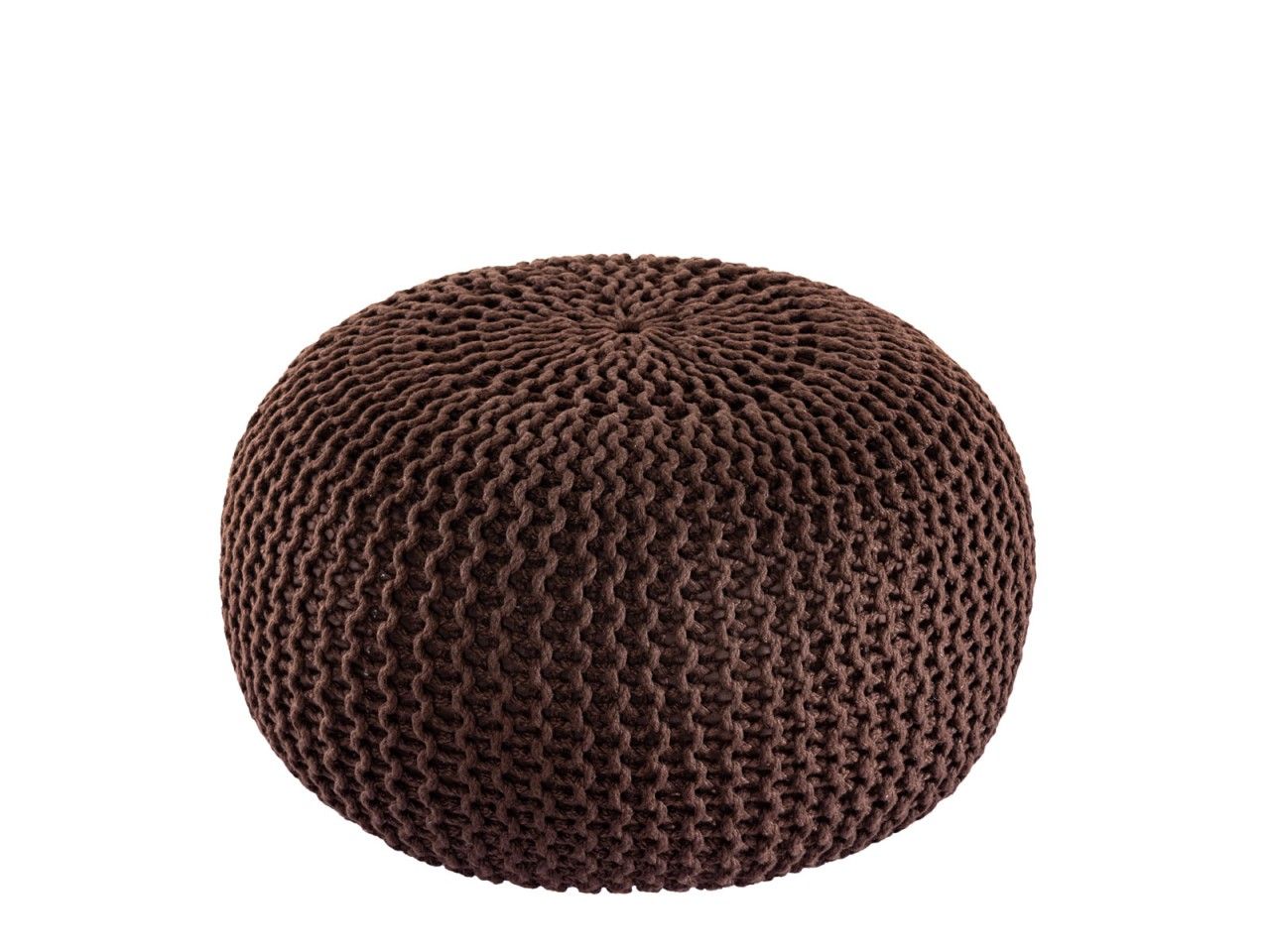 Pouf PREMIUM ø45cm Sitzhocker Strickpouf Innen Terrasse Pool Garten nachhaltig braun – mocca