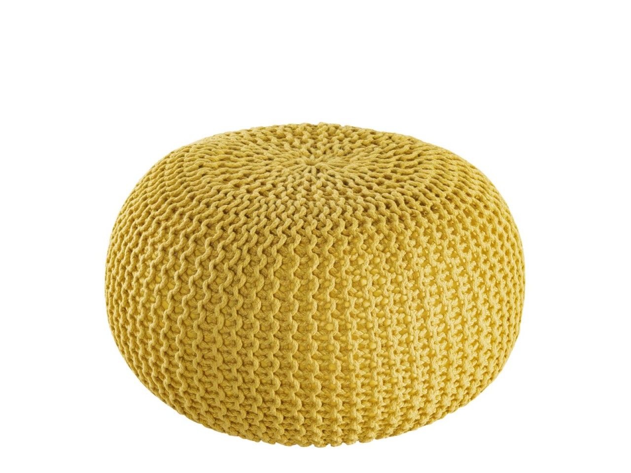 Pouf PREMIUM ø45cm Sitzhocker Strickpouf Innen Terrasse Pool Garten nachhaltig gelb – freesia