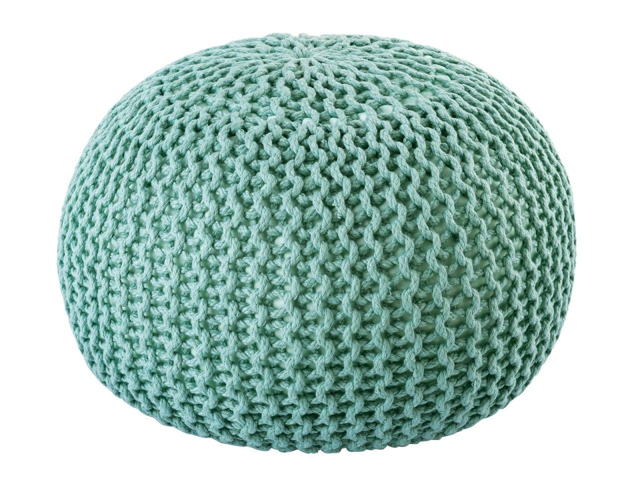 Sitzpouf ø55cm Pouf Strickhocker Strickpouf PREMIUM Innen Terrasse Pool Garten nachhaltig mint – ocean wave