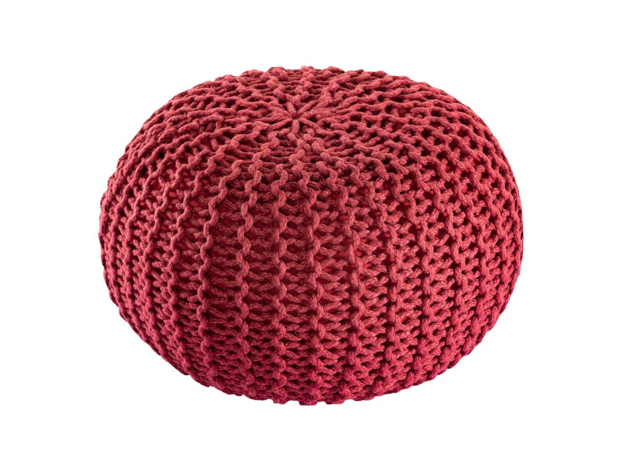 Pouf PREMIUM ø45cm Sitzhocker Strickpouf Innen Terrasse Pool Garten nachhaltig rostbraun – ruby wine