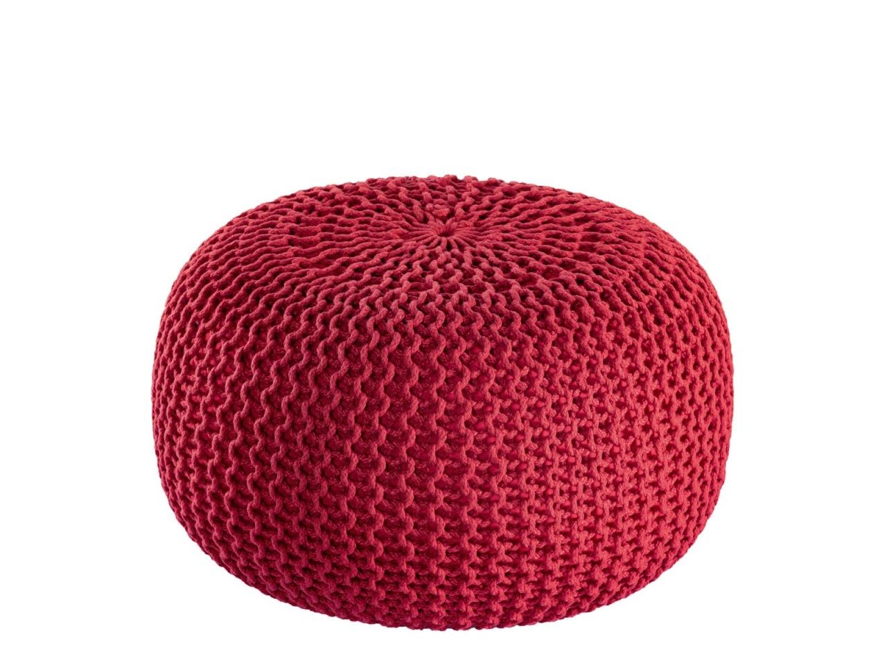 Pouf PREMIUM ø45cm Sitzhocker Strickpouf Innen Terrasse Pool Garten nachhaltig rot – tango red