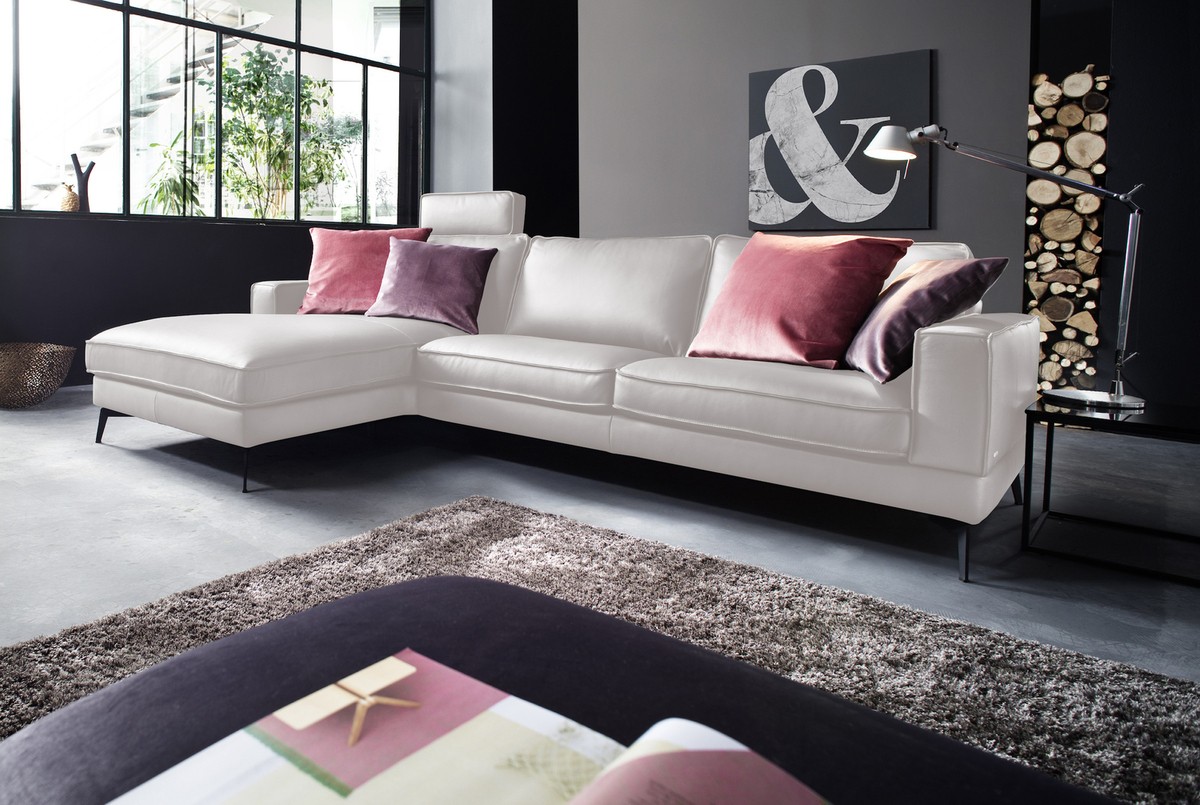 KAWOLA Ecksofa LUGA Leder creme