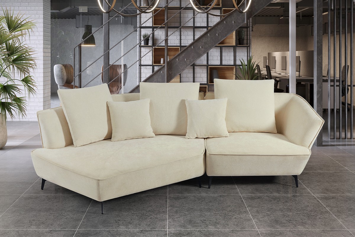 KAWOLA Sofa GARBO Designsofa Stoff cremeweiß