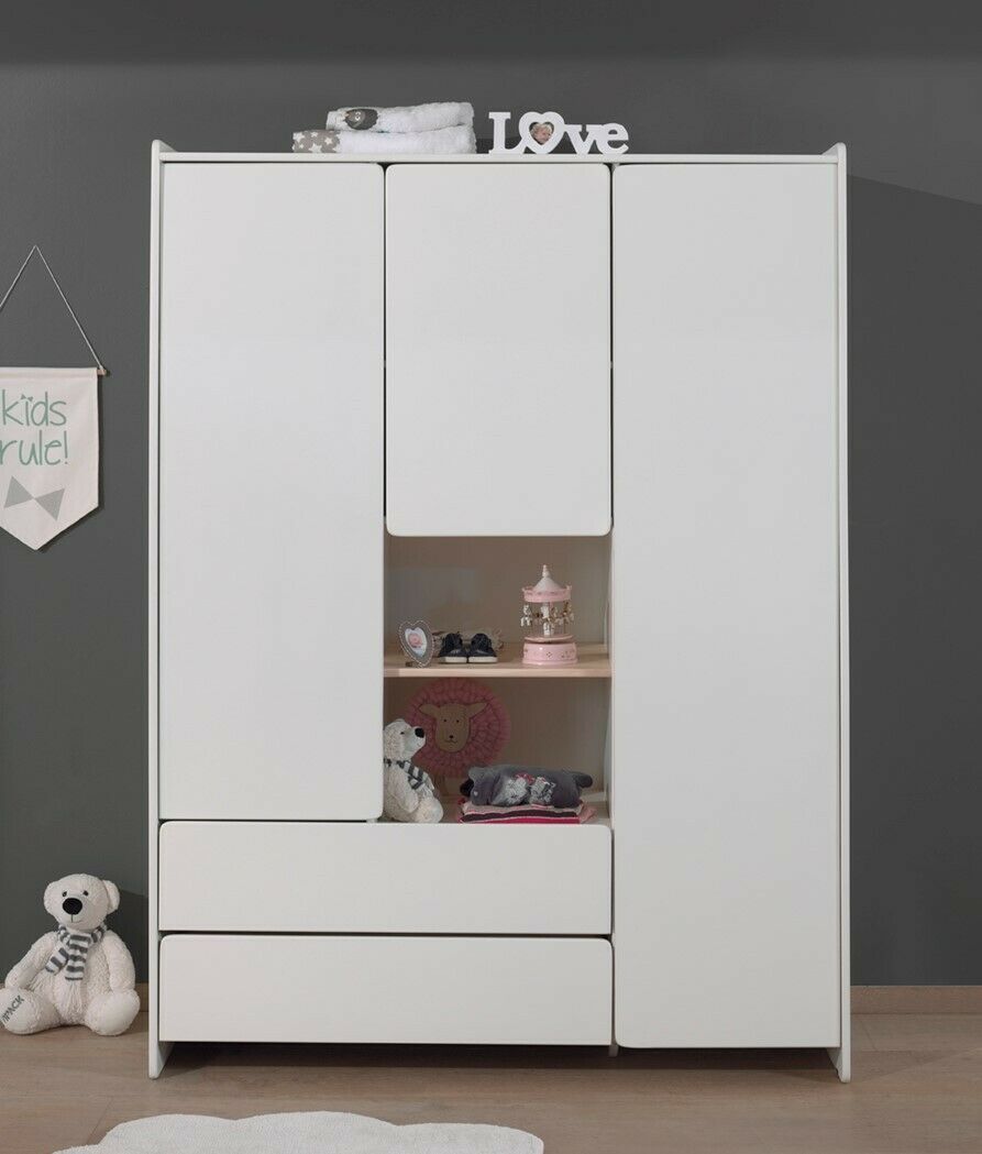 Vipack: Kleiderschrank 3-türig „KIDDY“ Jugendschrank Kinderschrank – Weiß