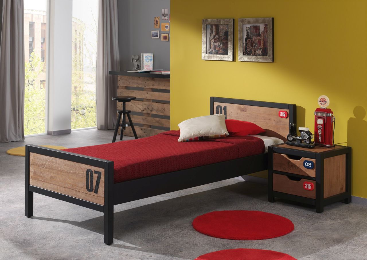 Set Bett 90×200 Lattenrost Nachttisch Konsole Kindermöbel Kinderbett Einzelbett