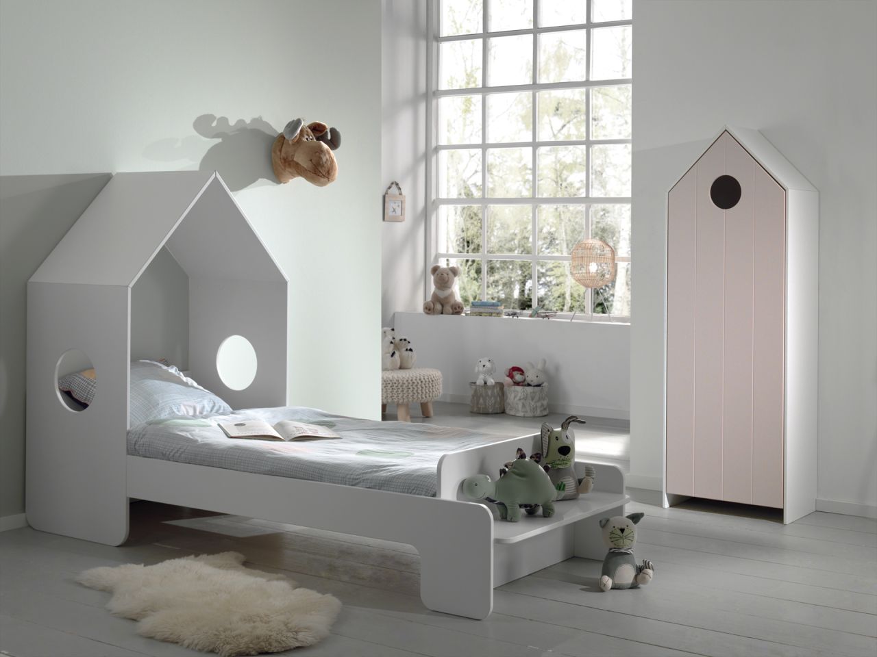 Vipack: Artikelset „CASAMI“ 2- Teilig- Kinderbett Wäscheschrank -Weiß / Pink