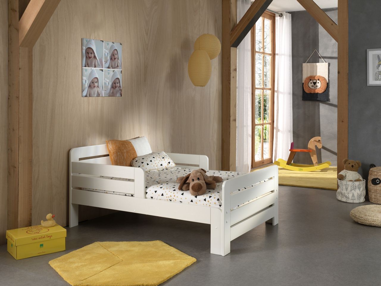 Kinderbett Ausziehbett 90×140 90×200 Jugendbett Gästebett Matratze Einzel Weiss