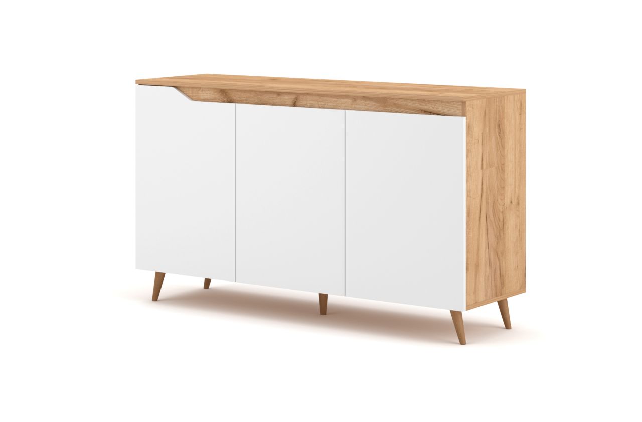 Sideboard- Kommode Highboard Anrichte Wohnmöbel Schrank -Eiche/Weiß