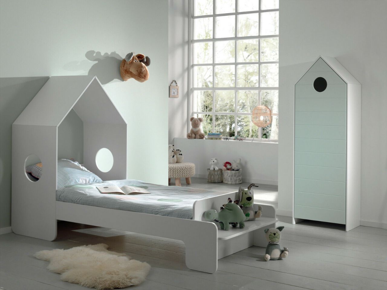 Vipack: Artikelset „CASAMI“ 2- Teilig- Kinderbett Wäscheschrank -Weiß / Mint